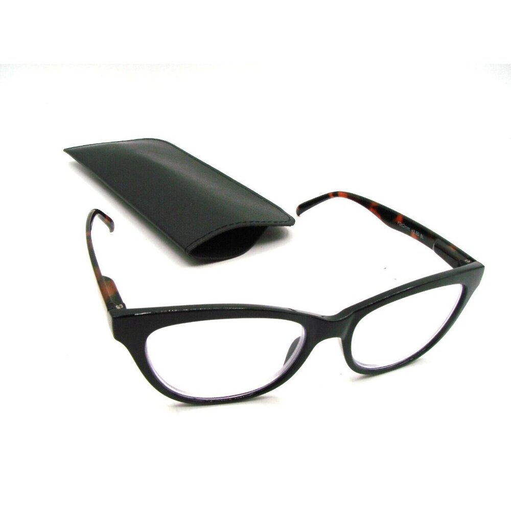 Black and Tortoise Full Rim Reading Eyeglasses PD62mm +3.50 BL Soft Case Unisex